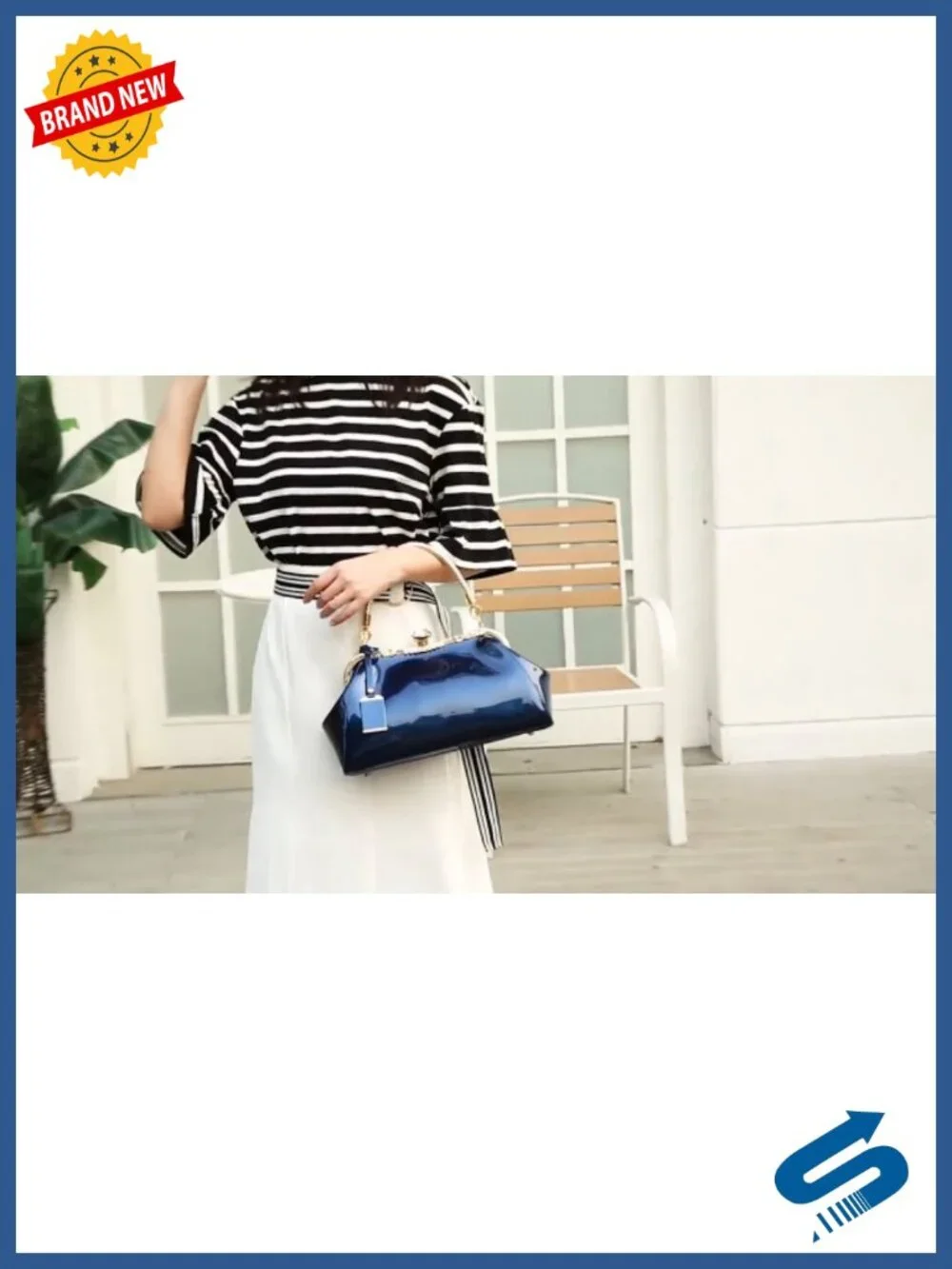 Glossy Patent Leather Top Handle Satchel Evening Shoulder Bag Tote Wedding